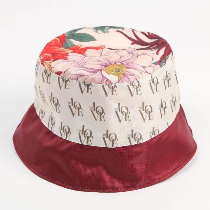 Панама «Цветы», цвет бордовый Панама «Цветы», цвет бордовый