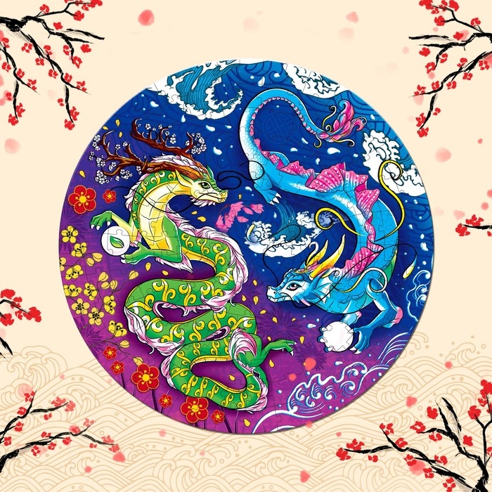 Круглый светящийся пазл «Пара драконов», 170 деталей Круглый светящийся пазл «Пара драконов», 170 деталей