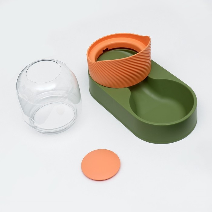 Автокормушка для животных 2,5 л, зелено-оранжевый Автокормушка для животных 2,5 л, зелено-оранжевый