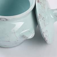 Горшок керамический для запекания №5 с ручками, 0,5л / 10х10,5см, романтика