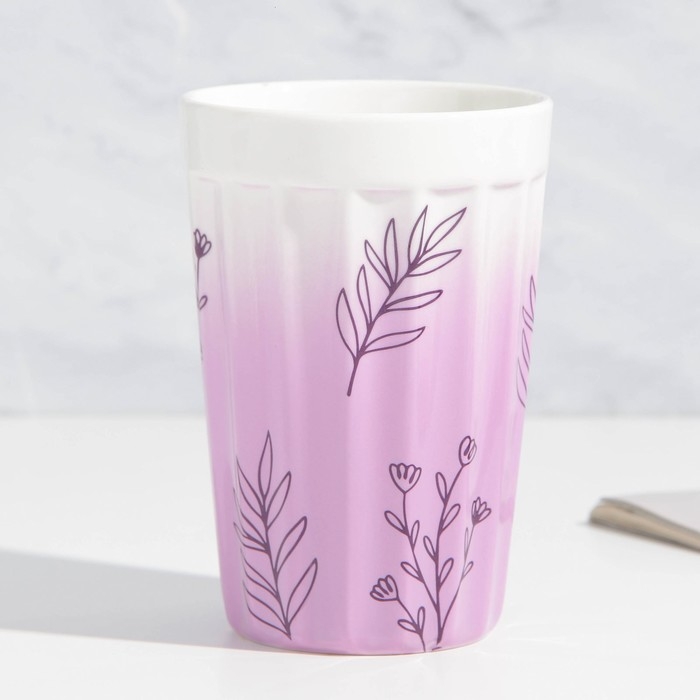 Стакан керамический граненый &laquo;Жизнь - счастье&raquo;, 230 мл, цвет белый