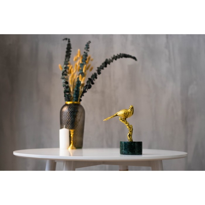 Статуэтка &laquo;Птица&raquo; мрамор латунь 16 х 8 х 24 см