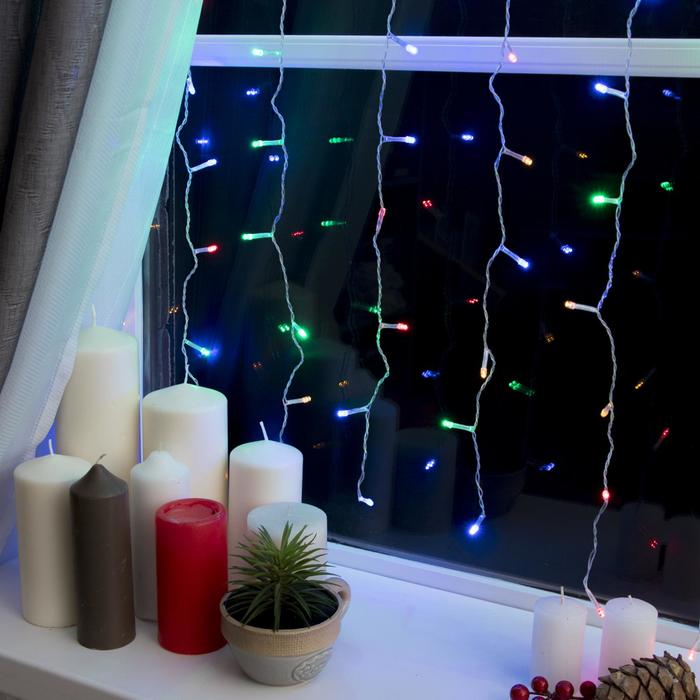 Гирлянда &laquo;Занавес&raquo; 2 &times; 1.5 м, IP20, прозрачная нить, 360 LED, свечение мульти, 8 режимов, 220 В