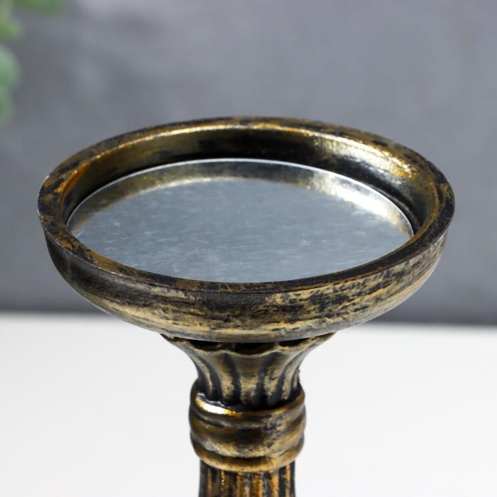 Подсвечник дерево на 1 свечу Подсвечник дерево на 1 свечу "Фердинанд" чёрный с золотой патиной 28х10,5х10,5 см