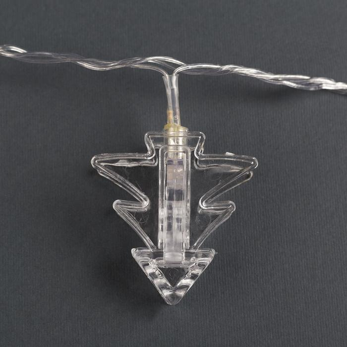 Гирлянда &laquo;Нить&raquo; 4.5 м с насадками &laquo;Прищепки-ёлочки&raquo;, IP20, прозрачная нить, 20 LED, свечение тёплое белое, 220 В