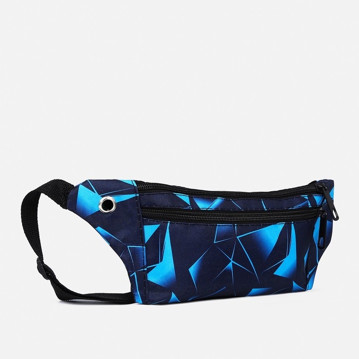 Поясная сумка на молнии, наружный карман, разъем для USB, цвет синий Поясная сумка на молнии, наружный карман, разъем для USB, цвет синий