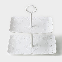 Этажерка - фруктовница прямоугольная Доляна &laquo;Вивьен&raquo;, 2 яруса, 22,5&times;16 см, 26,5&times;19 см, цвет белый