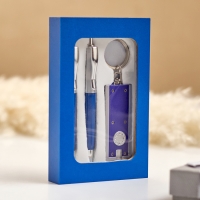 Набор подарочный 3в1 (2 ручки, фонарик синий) Набор подарочный 3в1 (2 ручки, фонарик синий)