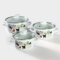 Набор кастрюль &laquo;Тринити&raquo;, 3 предмета: 1 л, 1.5 л, 2.3 л, эмалированная сталь, индукция