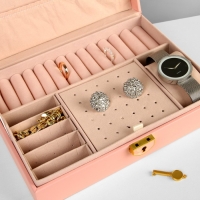 Подставка для украшений «Шкатулка» 1 ярус, 17×23×6,5 см, цвет розовый Подставка для украшений «Шкатулка» 1 ярус, 17×23×6,5 см, цвет розовый