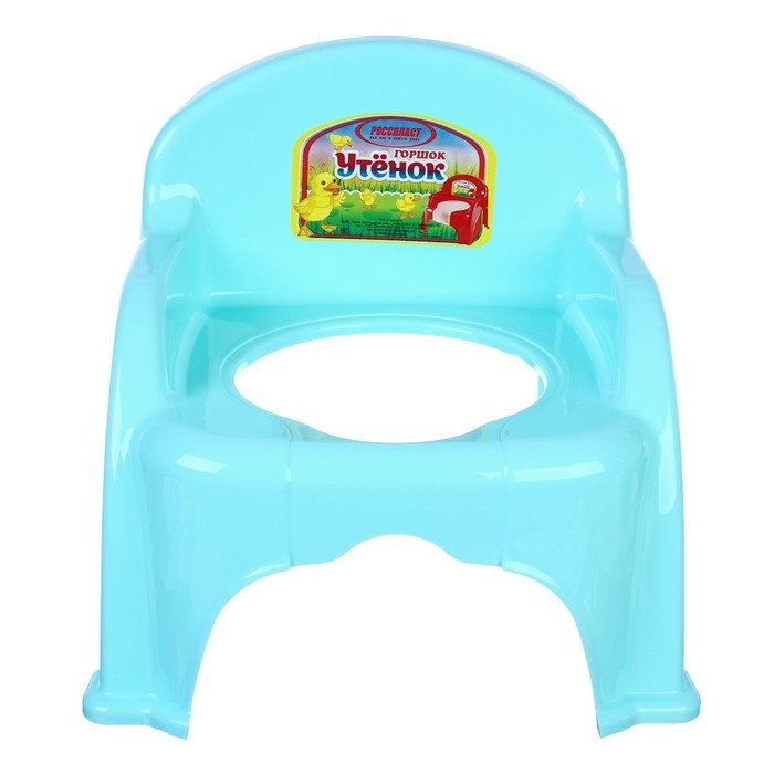 Горшок детский &laquo;Утенок&raquo; с крышкой, светло-бирюзовый / белый 310х295х280мм