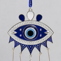 Музыка ветра металл, пластик от сглаза "Глаз с 5 голубыми колокольчиками" 42х11х2,8 см Музыка ветра металл, пластик от сглаза "Глаз с 5 голубыми колокольчиками" 42х11х2,8 см