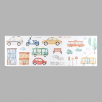 Наклейка пластик интерьерная цветная "Городской транспорт" 30х90 см