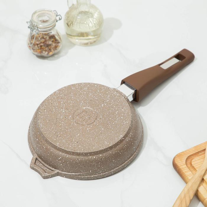 Сковорода &laquo;Гранит Brown&raquo;, d=18 см, антипригарное покрытие, съёмная ручка, цвет МИКС