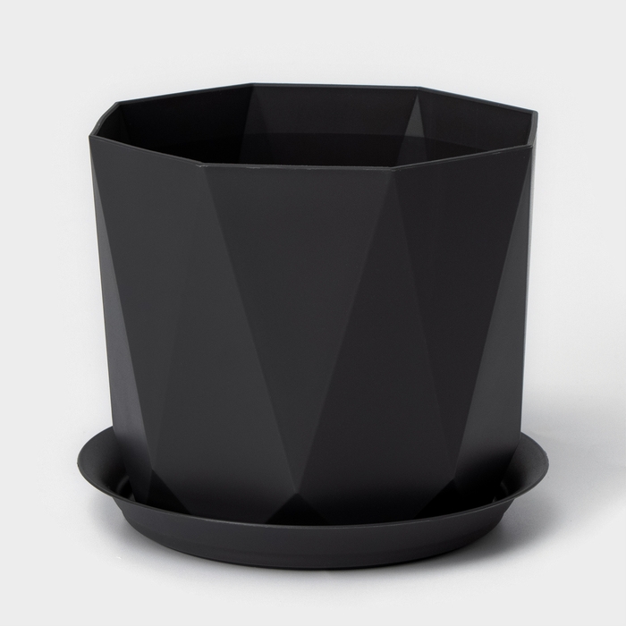 Горшок для цветов с поддоном &laquo;Призма&raquo;, 1 л, цвет графитовый