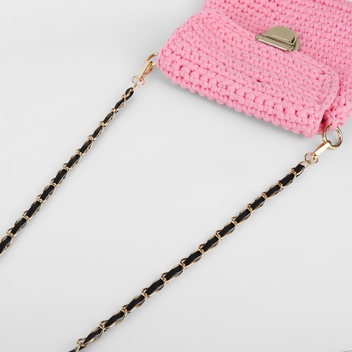 Цепочка с искусственной кожей для сумки, с карабинами, 10 &times; 15 мм, 118 &plusmn; 3 см, цвет золотой/чёрный