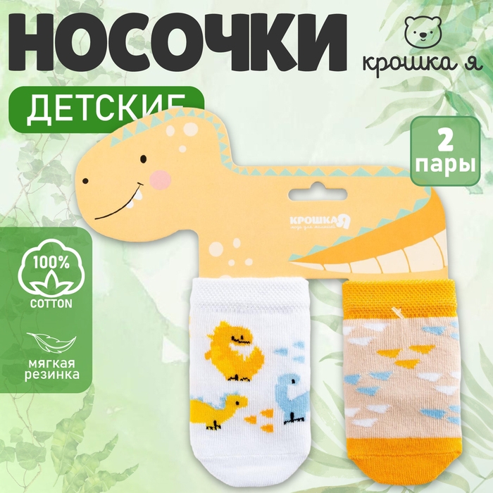 Набор носков Крошка Я &laquo;Динозавр&raquo;, 2 пары, 10-12