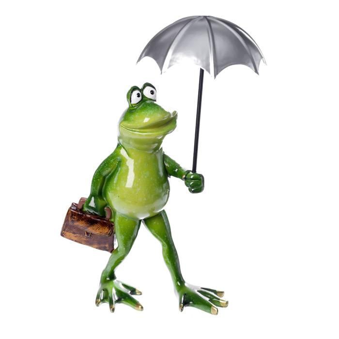 Сувенир полистоун лак "Лягуха под зонтом" 21,5х9,5х16 см