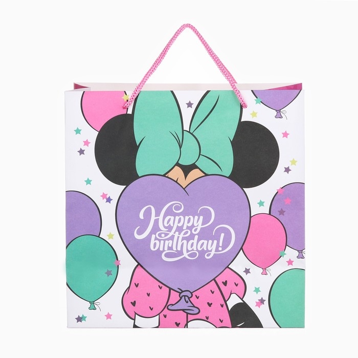 Пакет подарочный крафт Пакет подарочный крафт "Happy Birthday" 22х22х11 см, Минни Маус