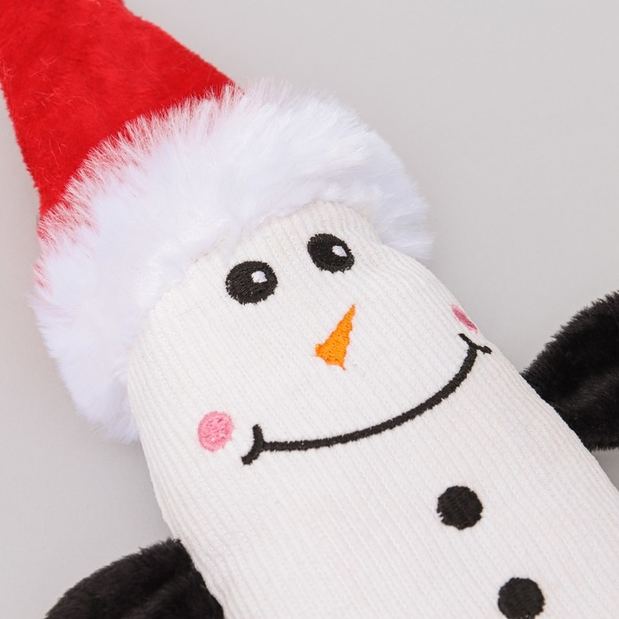 Игрушка мягкая для собак Игрушка мягкая для собак "Снеговик с канатом" с пищалкой, 39 х 13 см