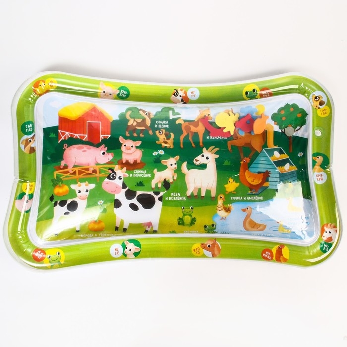 Акваковрик надувной развивающий водный коврик &laquo;Домашние животные&raquo;, 80x50 см, в пакете, Крошка Я