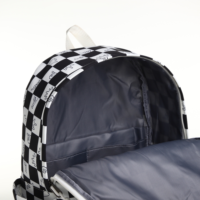 Рюкзак молодёжный из текстиля, 4 кармана, цвет белый/чёрный Рюкзак молодёжный из текстиля, 4 кармана, цвет белый/чёрный