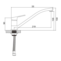 Смеситель для кухни Accoona A84150, однорычажный, с гайкой, хром