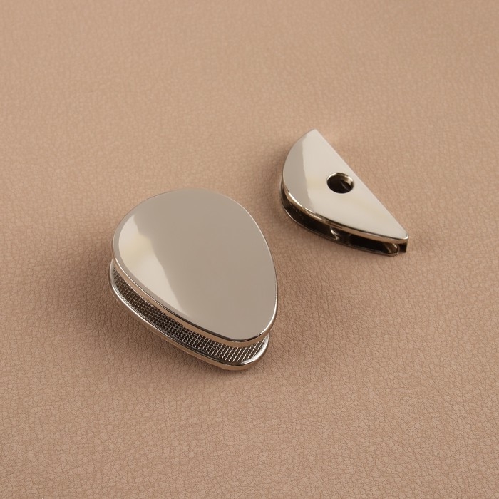 Застёжка для сумки, 4,8 &times; 3,5 см, цвет жемчужный серебряный