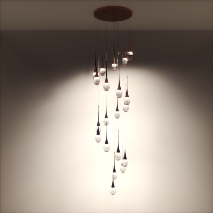 Светильник-каскад "Беллис" 20хLED 60Вт 3000K золото 50х50х250см BayerLux