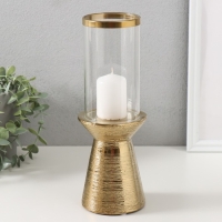 Подсвечник керамика, стекло на 1 свечу "Пустыня" d=8 см золото 9,5х9,5х27 см