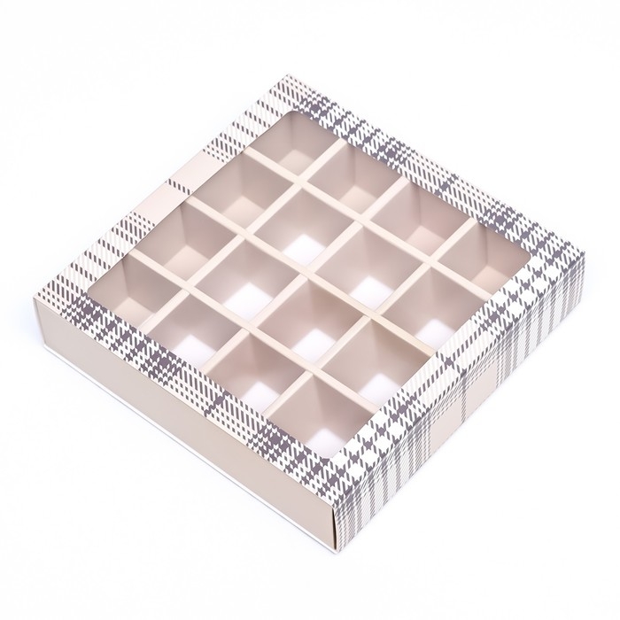 Коробка для 16 конфет, "Мужской" 17,7 х 17,7 х 3,8 см. Кондитерская упаковка