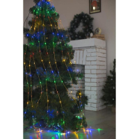 Гирлянда &laquo;Конский хвост&raquo; 15 нитей по 2 м, IP20, золотистая нить, 300 LED, свечение мульти, 220 В