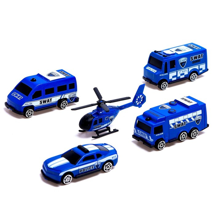 Грузовик инерционный «Полиция», с техникой, МИКС Грузовик инерционный «Полиция», с техникой, МИКС