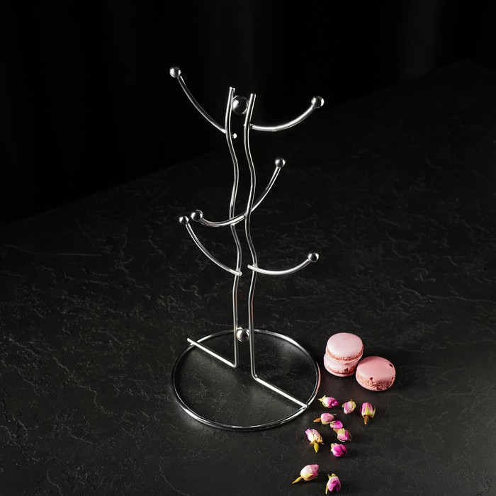 Подставка для кружек на 6 предметов Доляна, 16&times;16&times;32 см, цвет хромированный