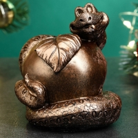 Новый год. Символ 2025. Фигура "Змея на яблоке" бронза, 8х7см