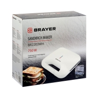 Сэндвичница BRAYER 2203BR-WH, 750 Вт, пластины с антипригарным покрытием, 22х12 см Сэндвичница BRAYER 2203BR-WH, 750 Вт, пластины с антипригарным покрытием, 22х12 см