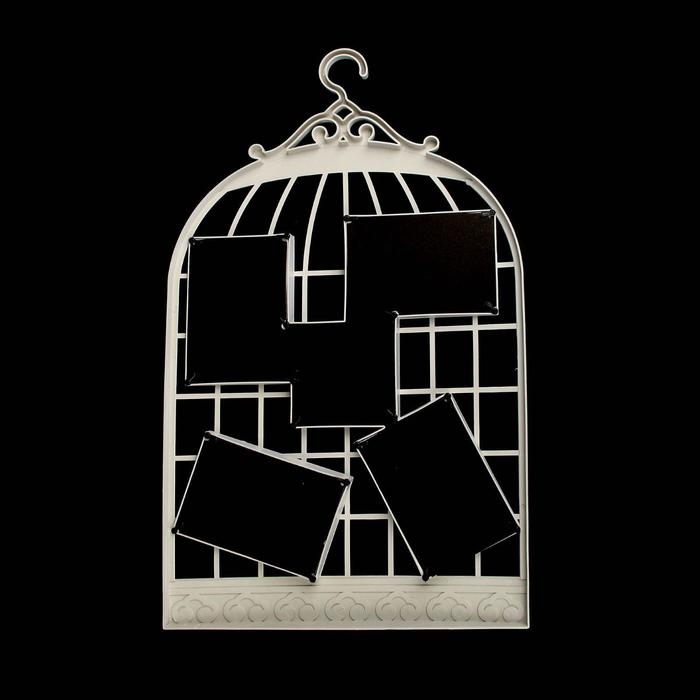 Фоторамка на 5 фото 10х10 см, 10х15 см Фоторамка на 5 фото 10х10 см, 10х15 см "Клетка" белая 64х38 см