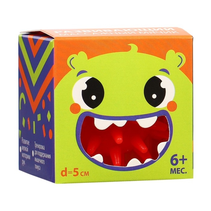Развивающий массажный мячик &laquo;Монстрик&raquo;, диаметр 5 см, цвет крсный Крошка Я