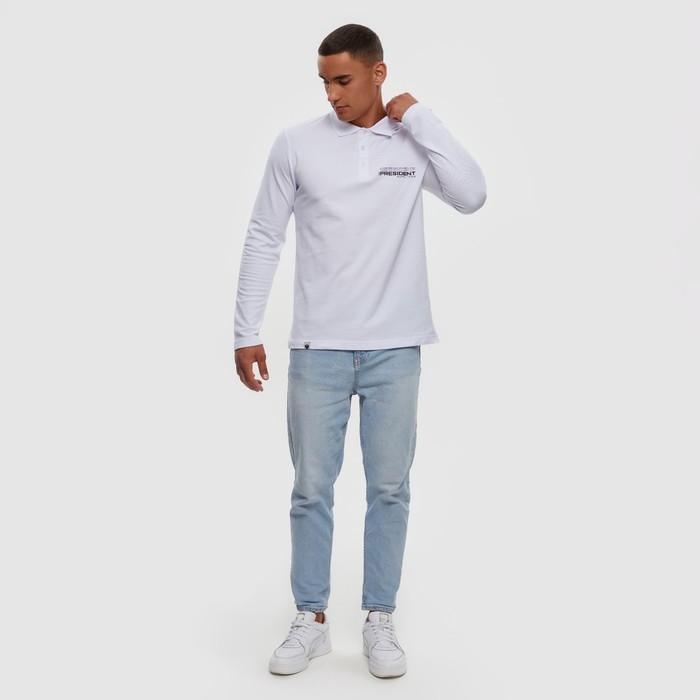 Поло с длинным рукавом President, размер M, цвет белый Поло с длинным рукавом President, размер M, цвет белый