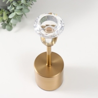 Подсвечник металл на 1 свечу d=4 см "Ниса" золото 8х8х23,5 см