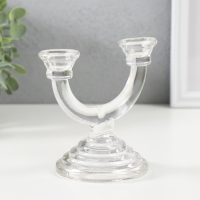 Подсвечник стекло на 2 свечи "Фраппе" прозрачный 9х14х12 см