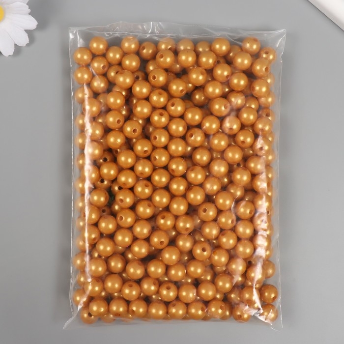 Набор бусин "Жемчуг" d 12 мм, 250 гр, тёмно-бежевый