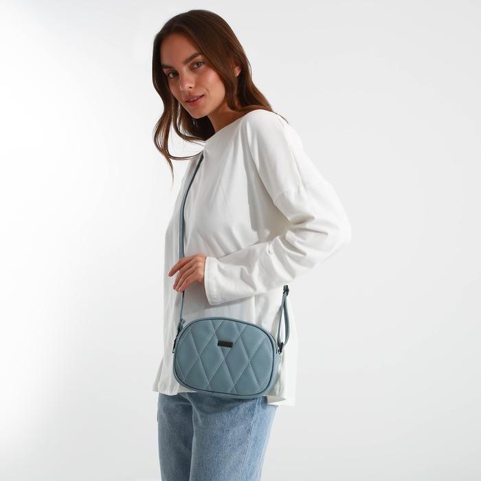 Сумка женская кросс-боди на молнии, цвет серо-голубой Сумка женская кросс-боди на молнии, цвет серо-голубой