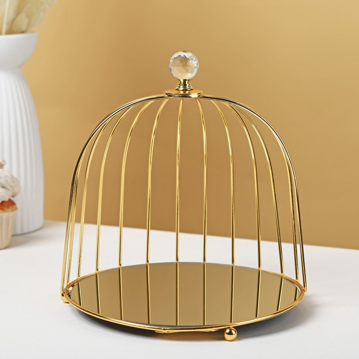 Фруктовница металлическая «Клетка», 21×23 см, цвет металла золотой Фруктовница металлическая «Клетка», 21×23 см, цвет металла золотой