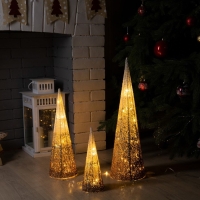 Светодиодная фигура &laquo;Бежевые конусы&raquo; 30, 45, 60 см, текстиль, металл, 220 В, свечение тёплое белое