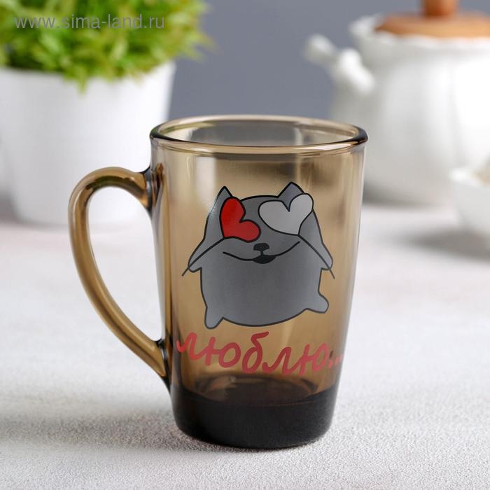 Кружка стеклянная «Люблю», 300 мл, рисунок МИКС Кружка стеклянная «Люблю», 300 мл, рисунок МИКС