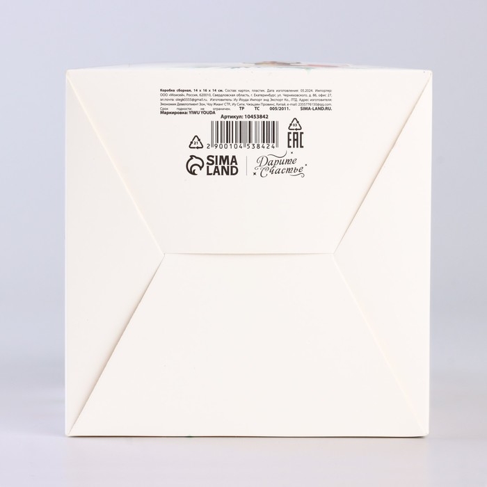 Коробка новогодняя складная «Новогодняя ботаника» 14 х 16 х 14 см, Новый год Коробка новогодняя складная «Новогодняя ботаника» 14 х 16 х 14 см, Новый год