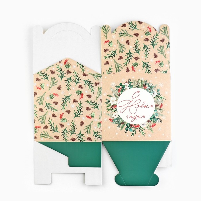 Коробка кондитерская с окном, сундук, &laquo;С Новым годом!&raquo; 20 х 20 х 20 см, Новый год