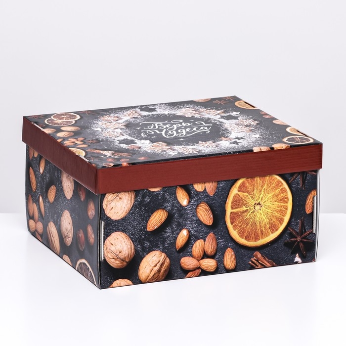 Новый год. Подарочная коробка складная, новогодняя "Рождественское настроение", 31,2 х 25,6 х 16,1 см.