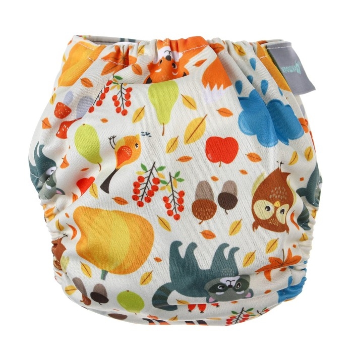 Многоразовый подгузник &laquo;Осень&raquo;, 3-8 кг, угольно-бамбуковая ткань, Крошка Я